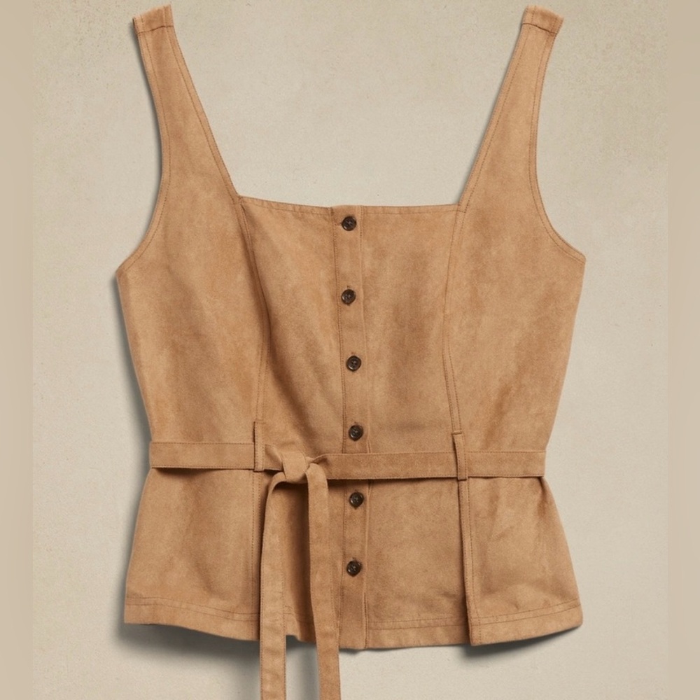 Banana Republic Brown Vegan Suede Lucie Top